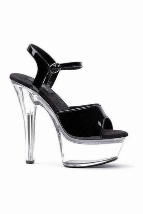 601-JULIET-C Platform Sandal  | Black Patent