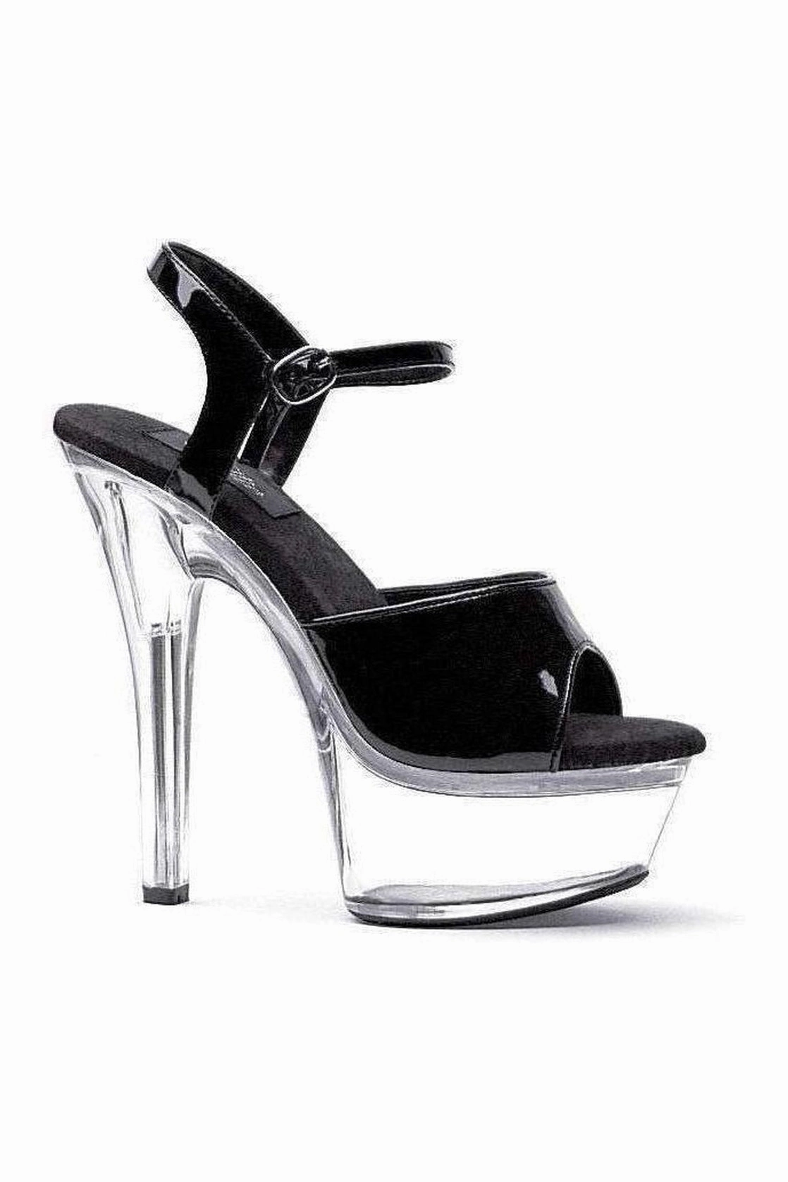 601-JULIET-C Platform Sandal  | Black Patent