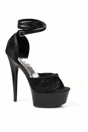 609-CHIFFON Platform Sandal | Black Patent