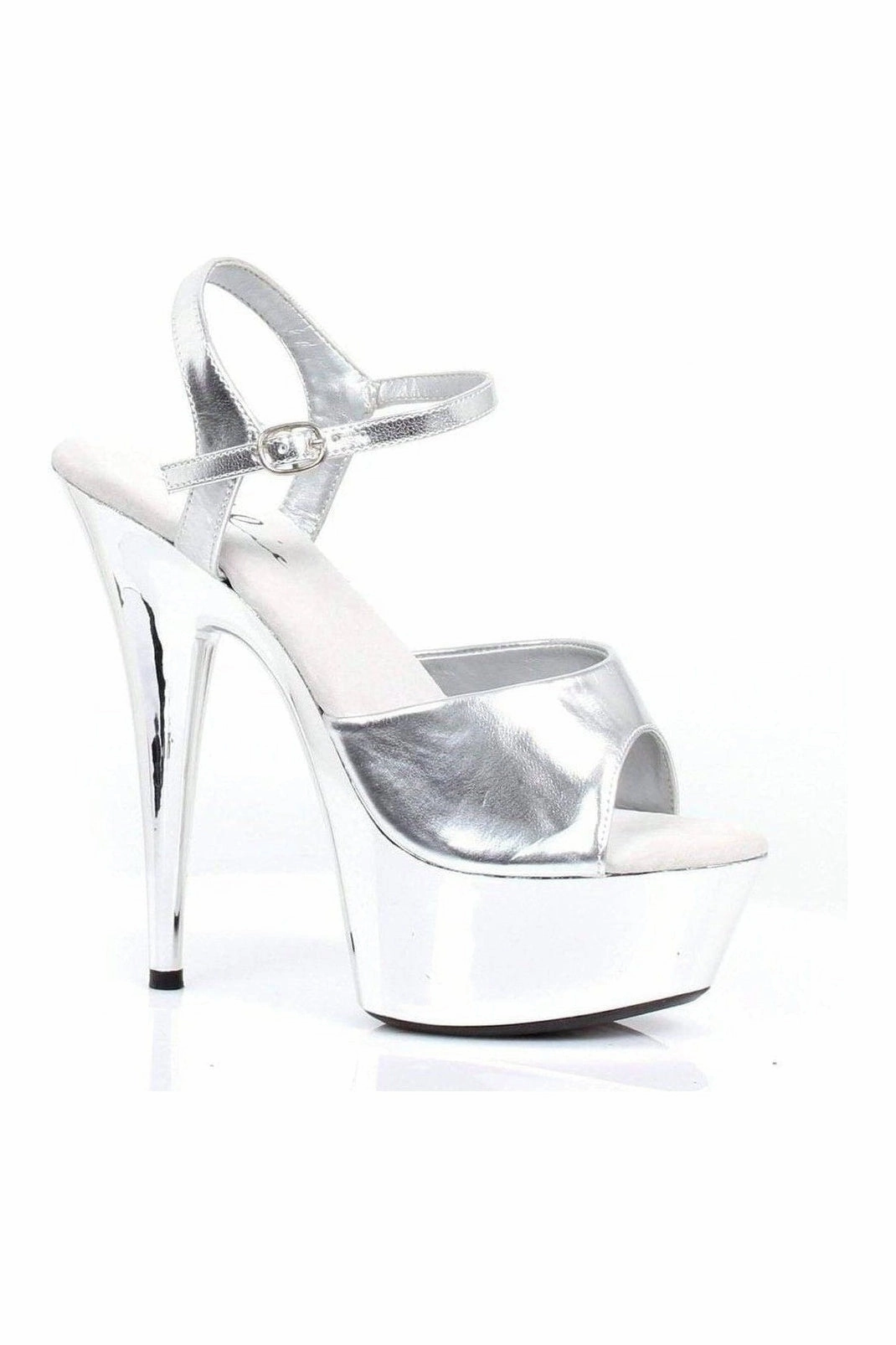 609-CHROME Platform Sandal  | Silver Faux Leather