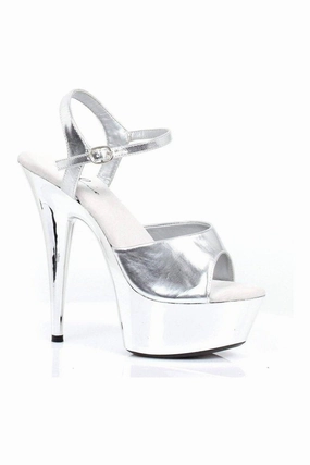 609-CHROME Platform Sandal  | Silver Faux Leather
