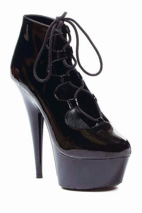 609-EDGY Ankle Boots  | Black  Patent