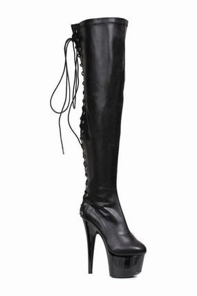 609-FARE Thigh Boot  | Black Patent