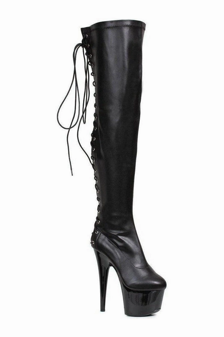 609-FARE Thigh Boot  | Black Patent
