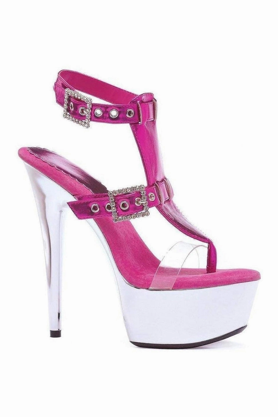 609-GENEVA Platform Sandal  | Fuchsia Patent