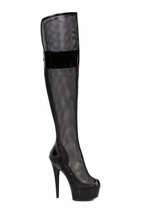 609-IVY Thigh Boot  | Black  Patent