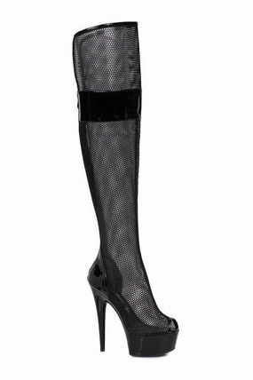 609-IVY Thigh Boot  | Black  Patent