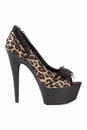 609-JEZEBEL Platform Pump  | Leopard Genuine Satin