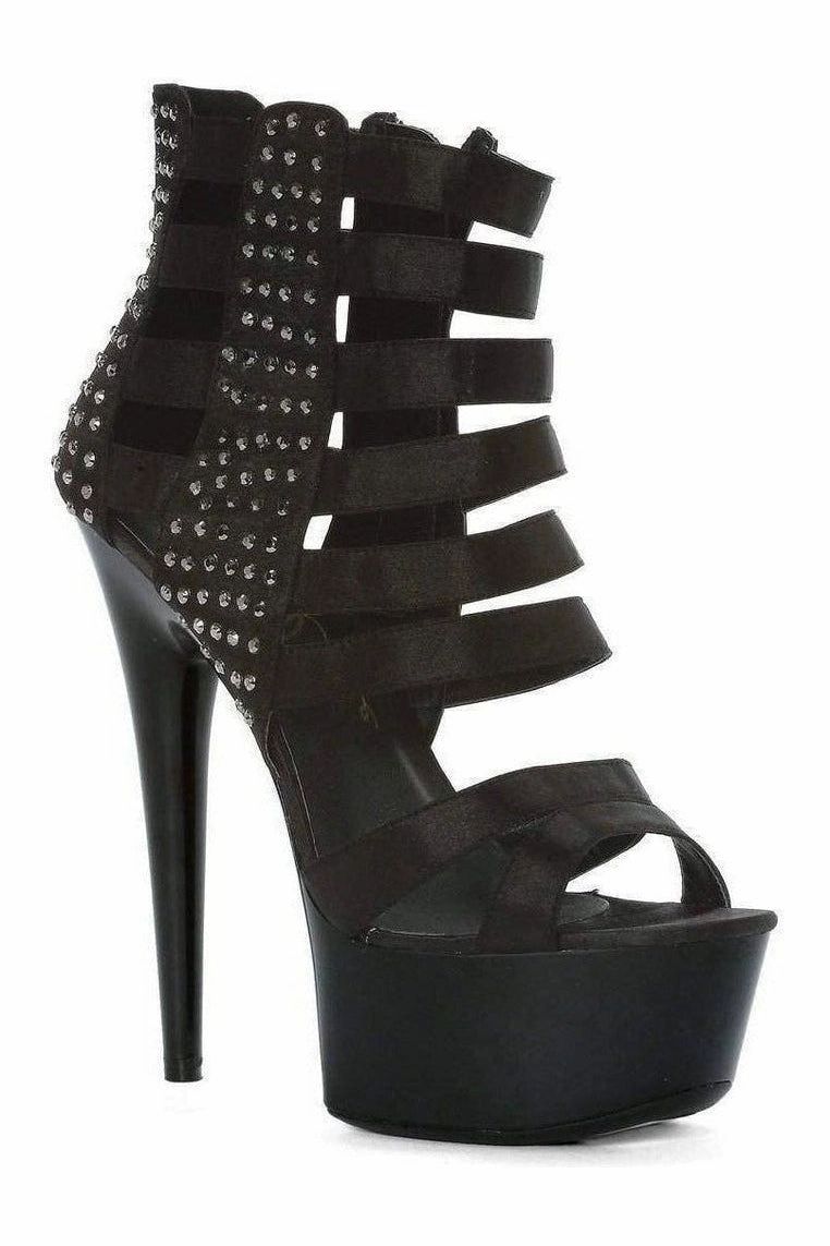 609-NOIR Platform Sandal  | Black Genuine Satin