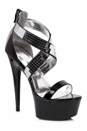 609-RONI Platform Sandal  | Black Patent