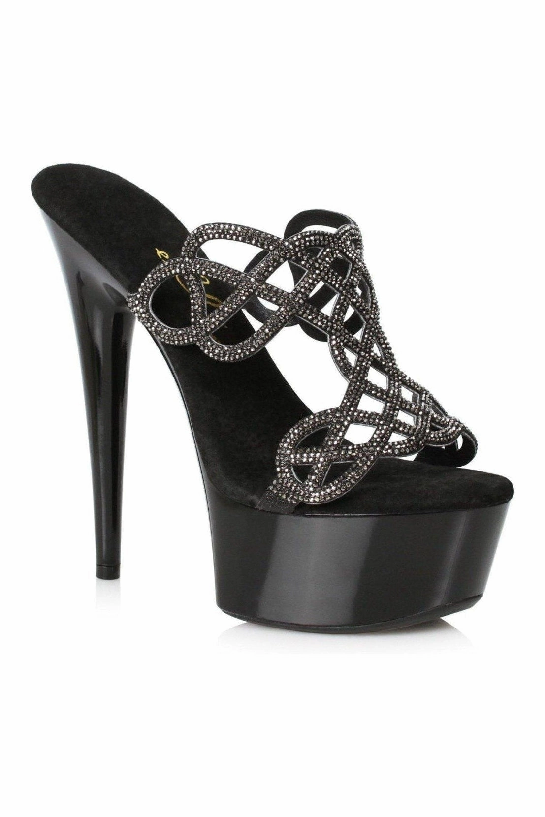 609-SABRINA Stripper Slide | Black Rhinestones