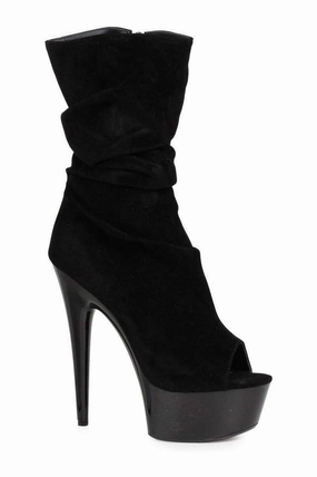 609-SCRUNCH Ankle Boots  | Black Faux Suede