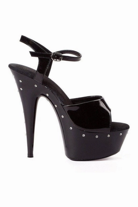 609-SPARKY Platform Sandal  | Black  Patent