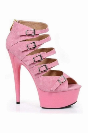 609-UNA Platform Sandal  | Pink  Faux Leather