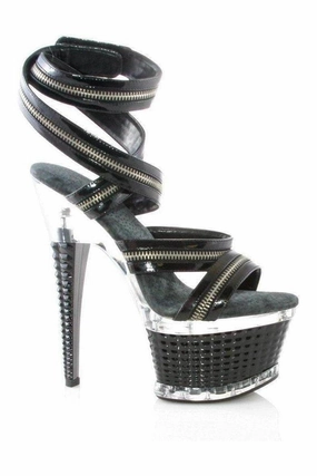 649-DELIA Platform Sandal | Black Patent