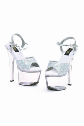 711-FLIRT-G Stripper Sandal | Silver Glitter