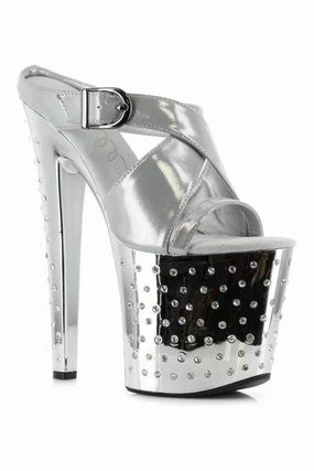 821-SANDRA Platform Sandal  | Silver Patent