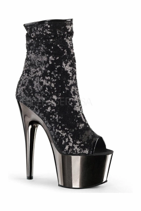 ADORE-1008SQ Platform Boot  | Black Sequins