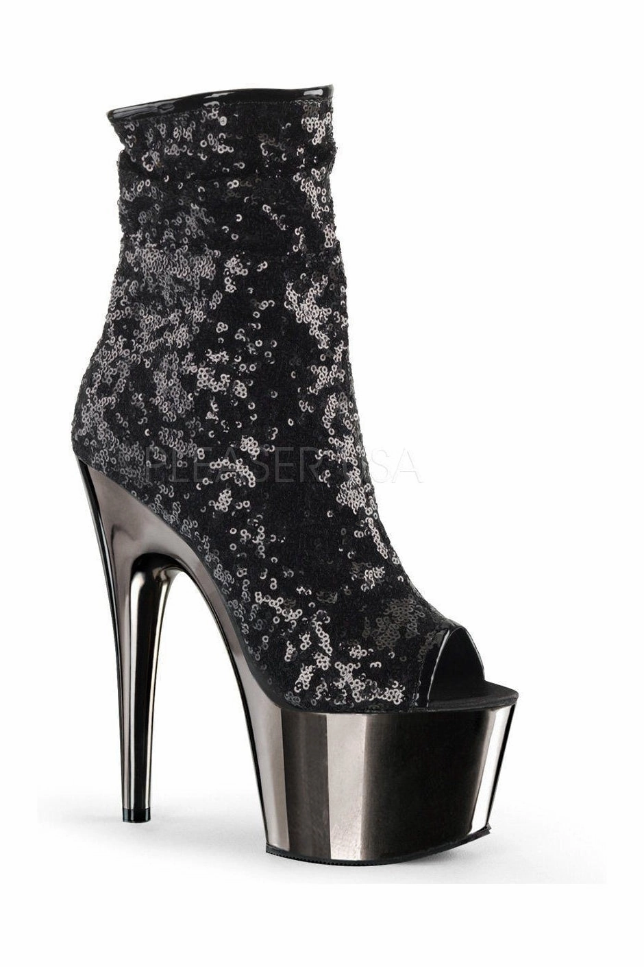 ADORE-1008SQ Platform Boot  | Black Sequins