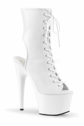 ADORE-1016 Platform Boot  | White Faux Leather