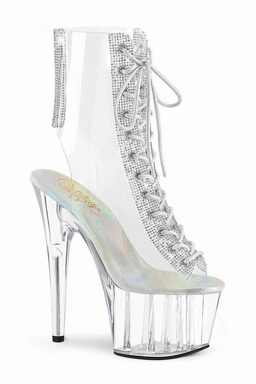 ADORE-1016C-2 Exotic Ankle Boot | Clear Vinyl