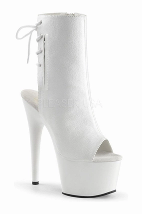 ADORE-1018 Platform Boot  | White Faux Leather