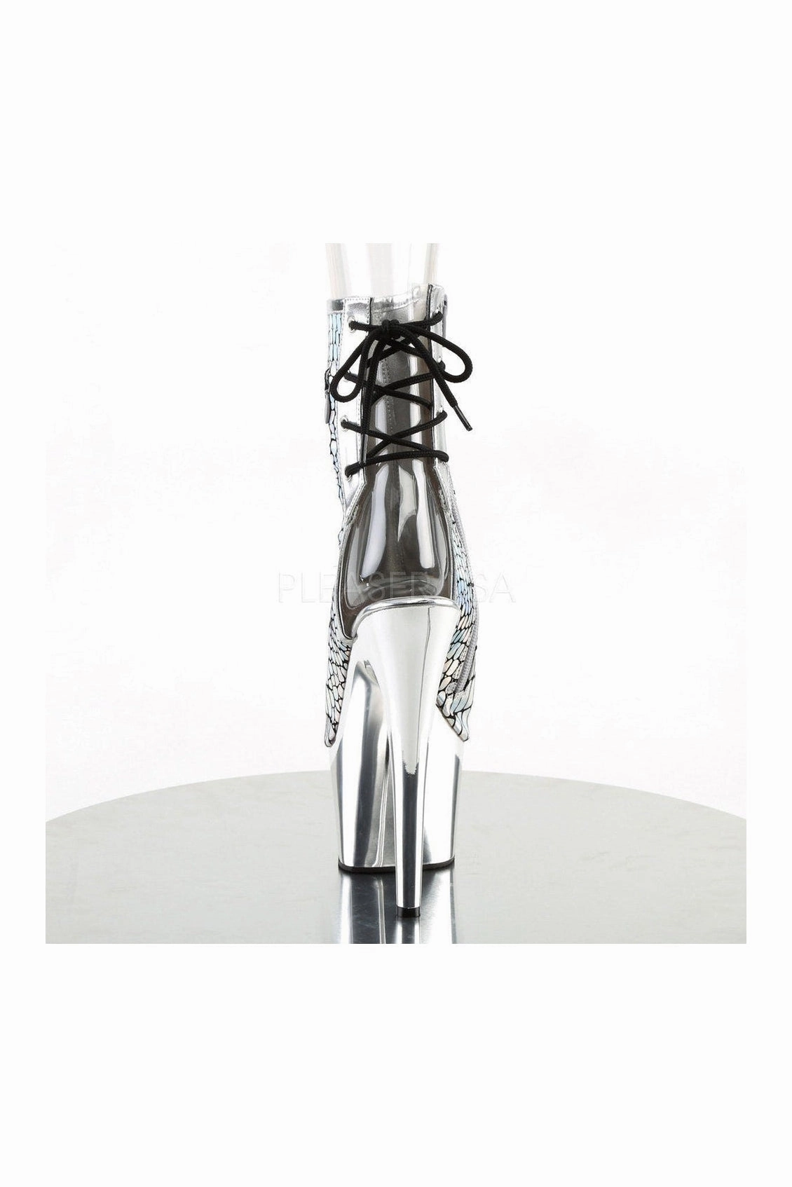 ADORE-1018HG Platform Boot  | Silver Faux Leather