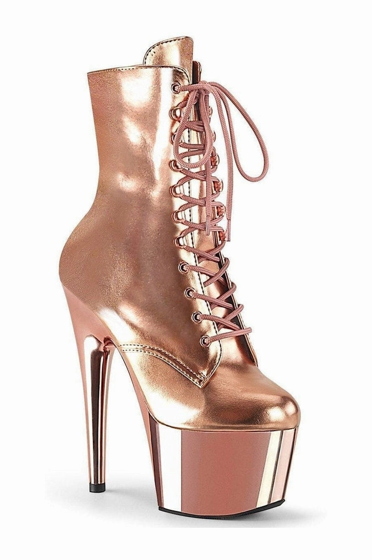 ADORE-1020 Exotic Platform Boot | Gold Faux Leather
