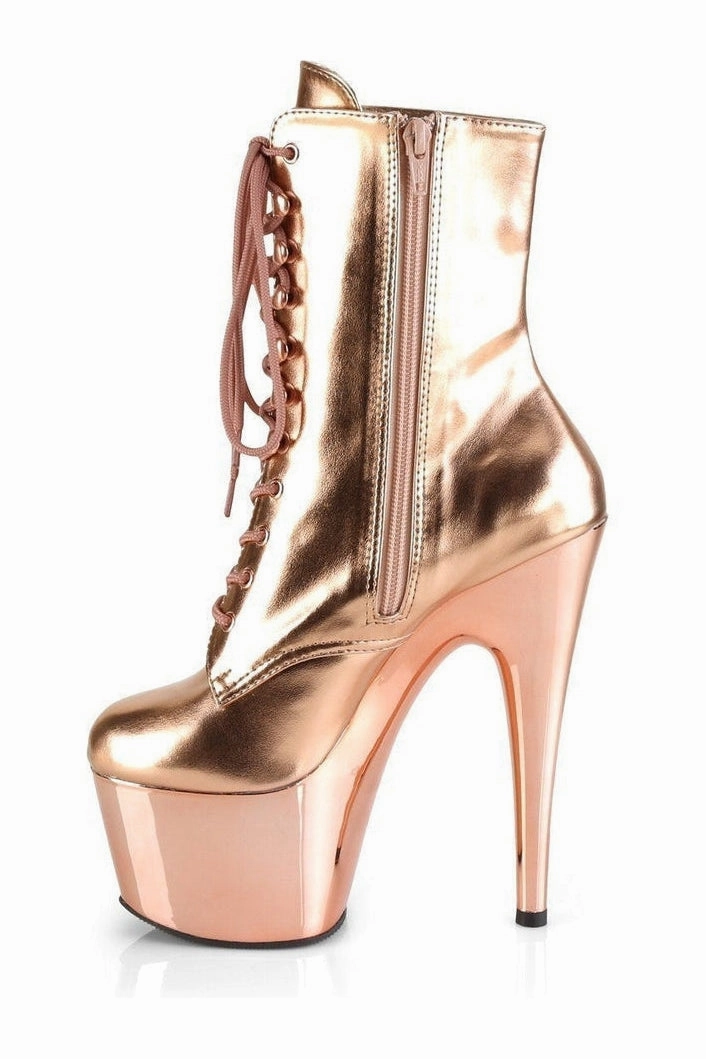ADORE-1020 Exotic Platform Boot | Gold Faux Leather