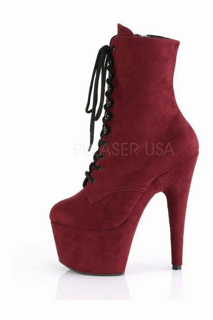 ADORE-1020FS Platform Ankle Boot | Burgundy Faux Leather