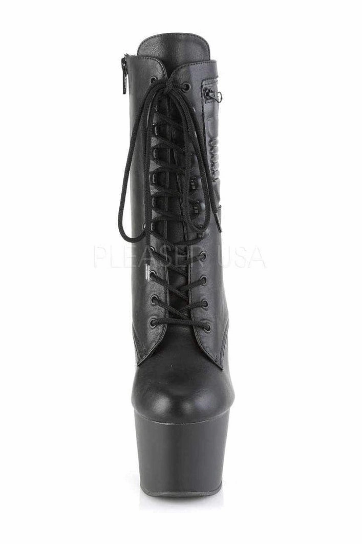 ADORE-1020PK Platform Ankle Boot | Black Faux Leather