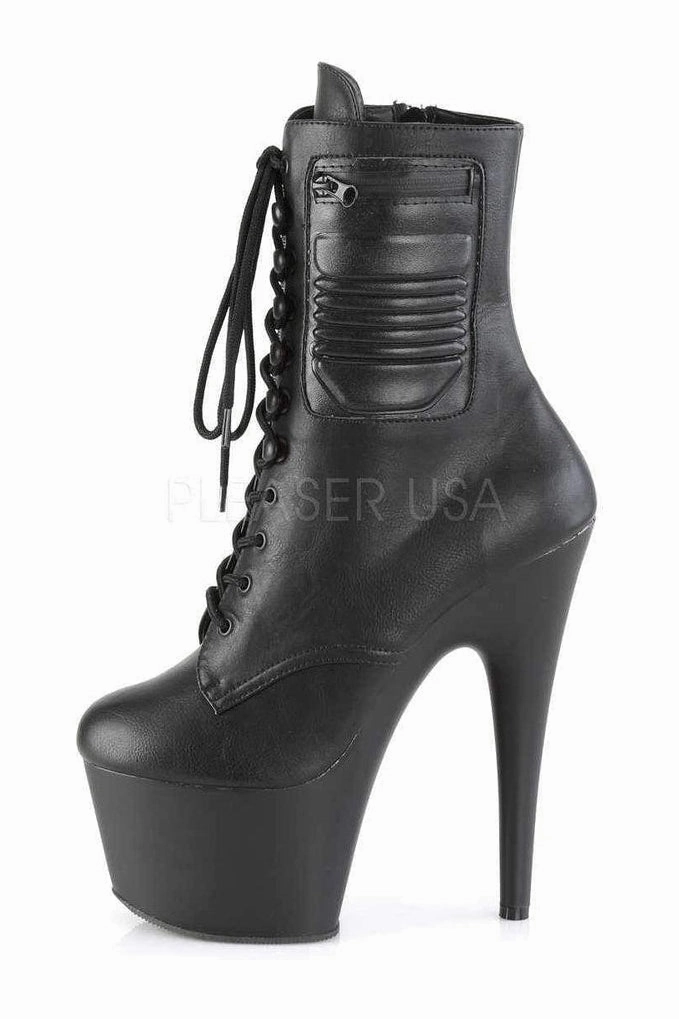 ADORE-1020PK Platform Ankle Boot | Black Faux Leather