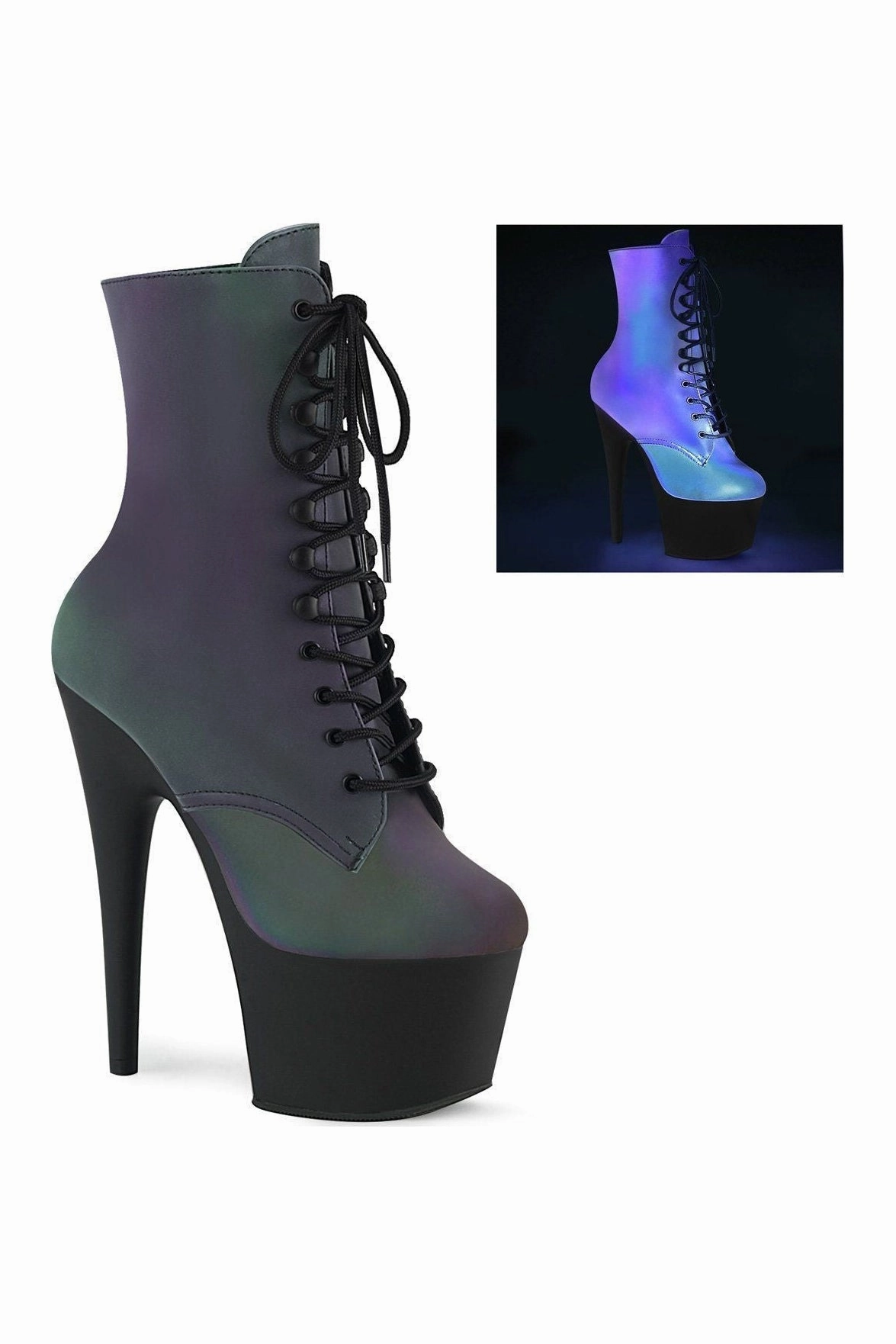 ADORE-1020REFL Exotic Boot | Green Faux Leather