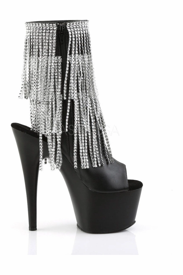 ADORE-1024RSF Platform Boot  | Black Faux Leather