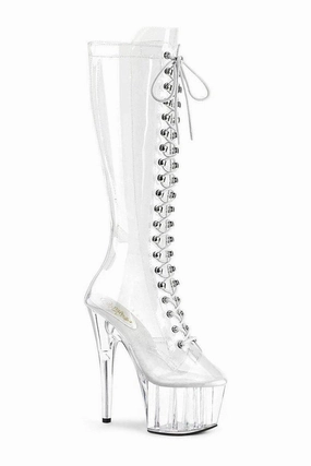 ADORE-2020C Knee Boot | Clear Vinyl