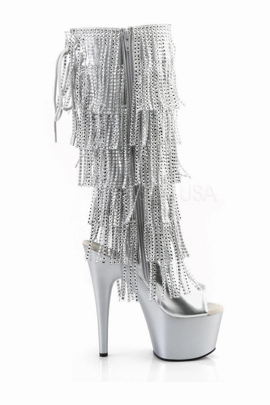ADORE-2024RSF Platform Boot  | Silver Faux Leather