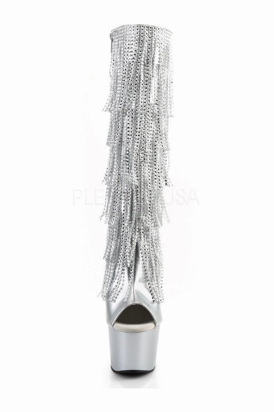 ADORE-2024RSF Platform Boot  | Silver Faux Leather