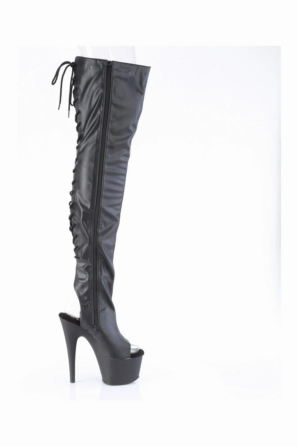 ADORE-3017 Black Faux Leather Thigh Boot