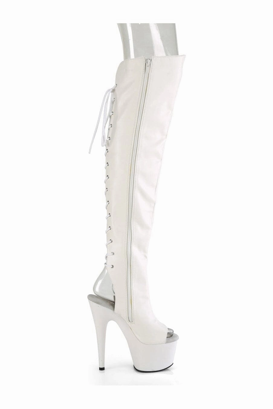 ADORE-3019 White Faux Leather Knee Boot