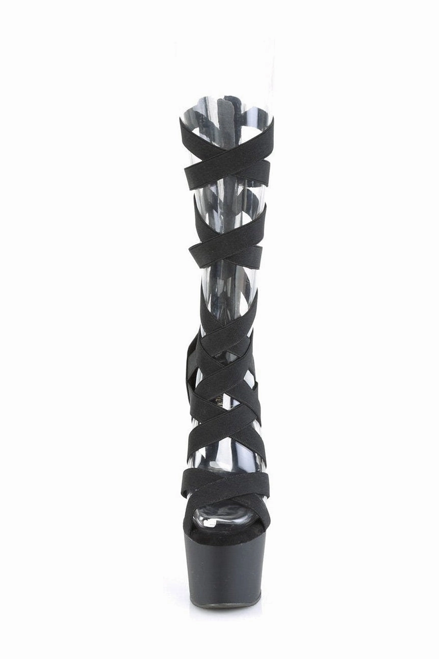 ADORE-700-48 Sandal | Black Faux Leather