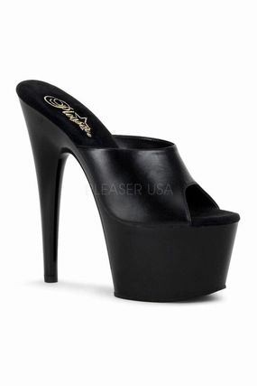 ADORE-701 Platform Slide  | Black Genuine Leather