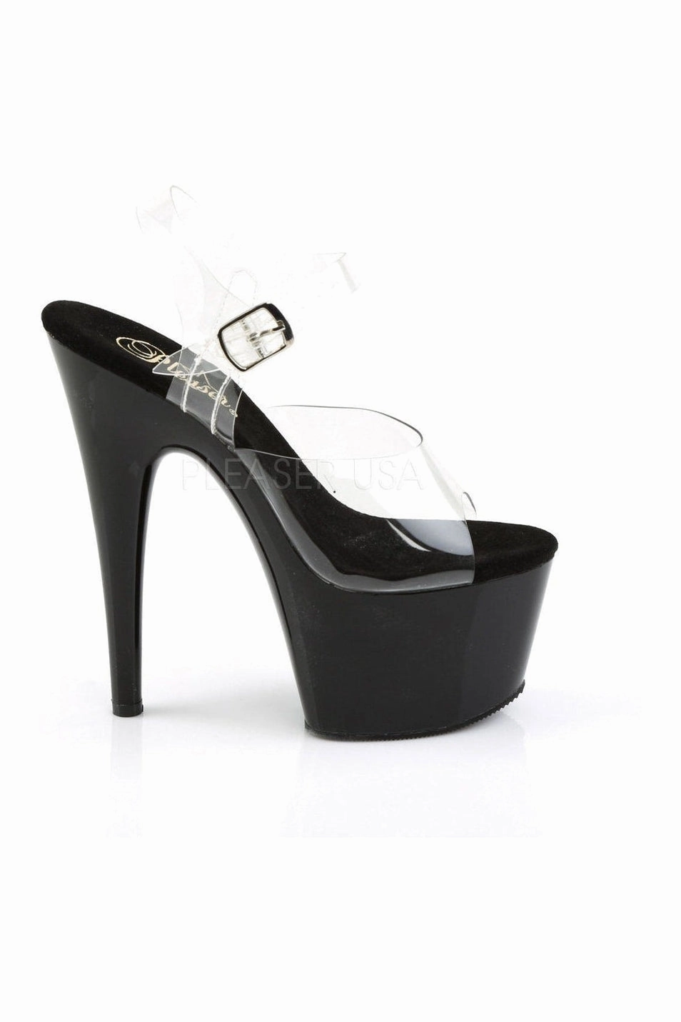 ADORE-708 Platform Sandal  | Black Vinyl