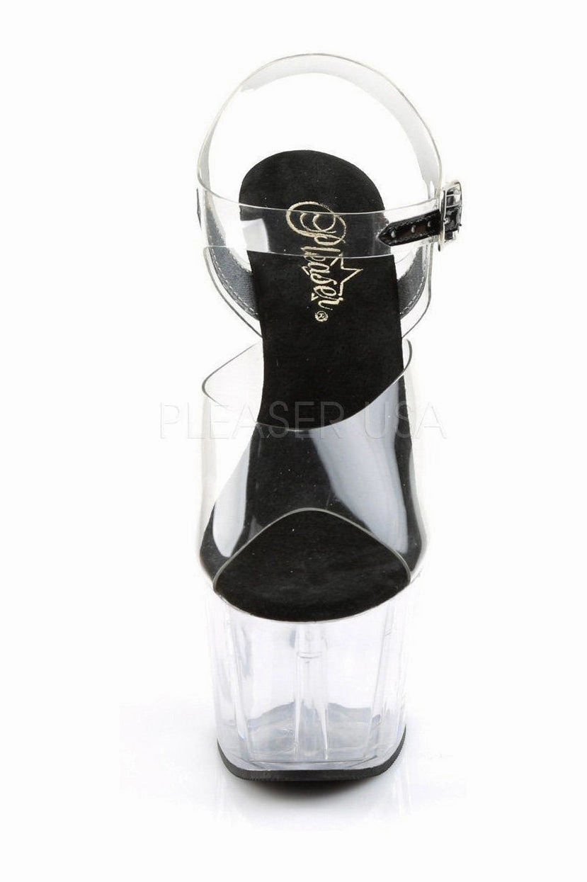 ADORE-708 Platform Sandal  | Black Vinyl