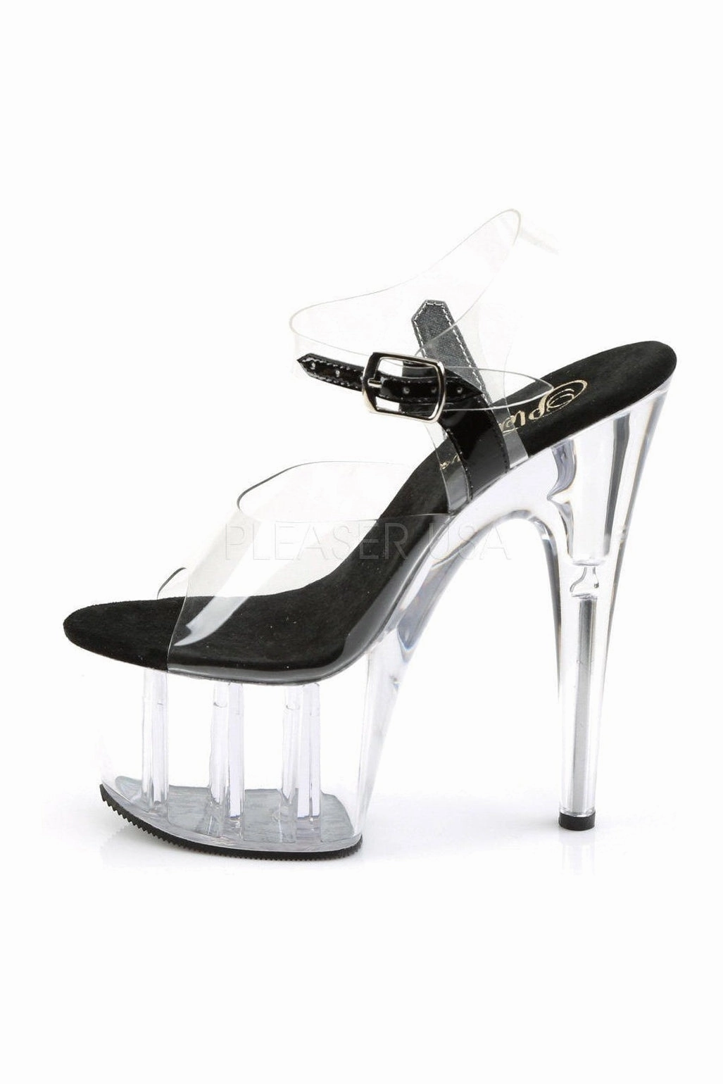 ADORE-708 Platform Sandal  | Black Vinyl