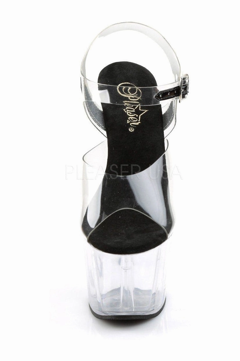 ADORE-708 Platform Sandal  | Black Vinyl