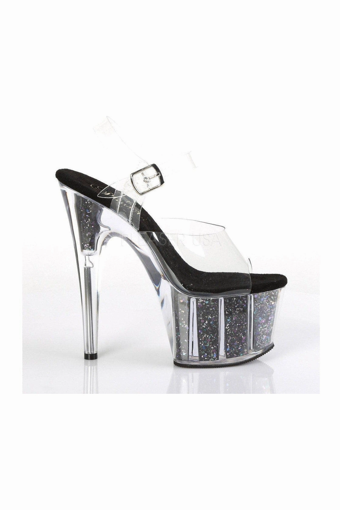 ADORE-708CG Platform Sandals | Black Vinyl