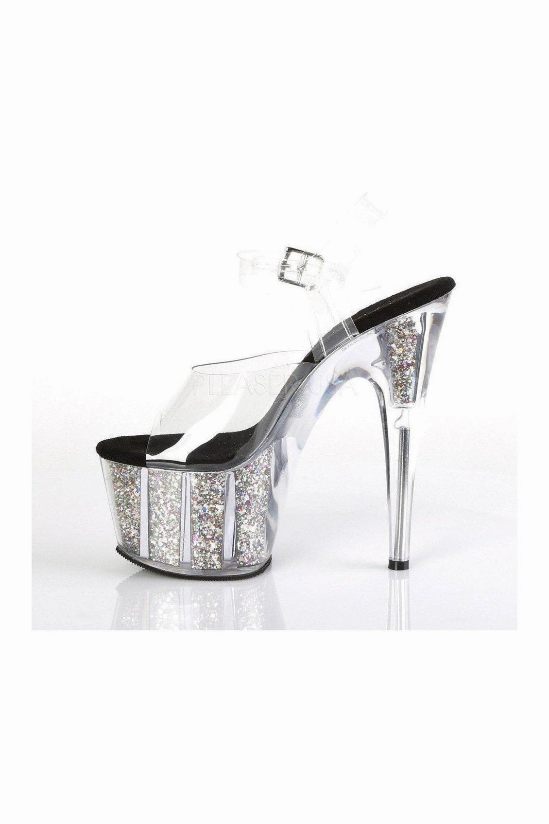 ADORE-708CG Platform Sandals | Clear Vinyl