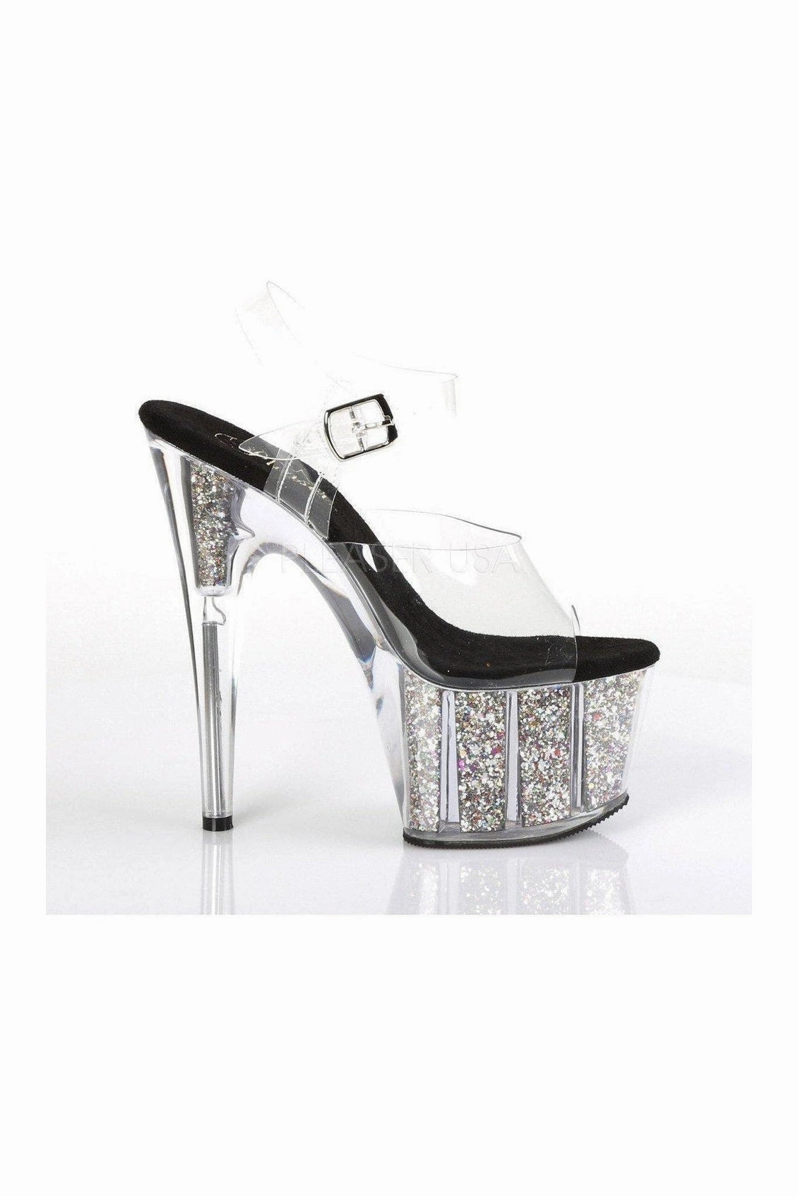 ADORE-708CG Platform Sandals | Clear Vinyl