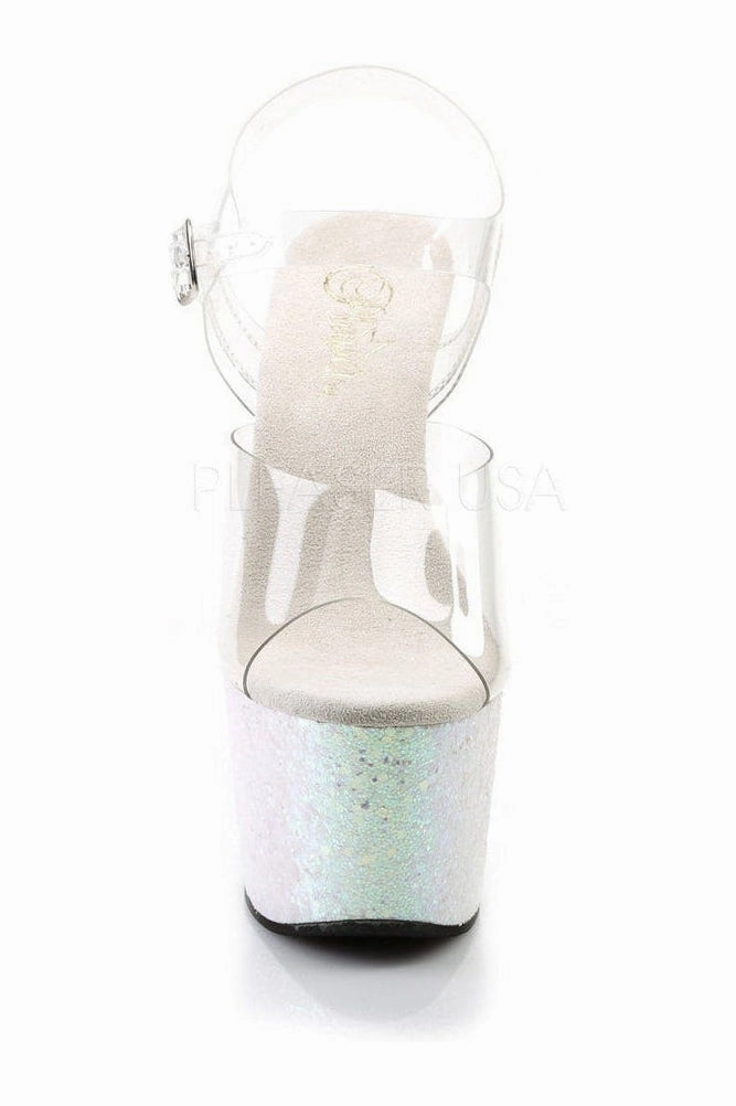 ADORE-708LG Platform Sandal  | Clear Vinyl