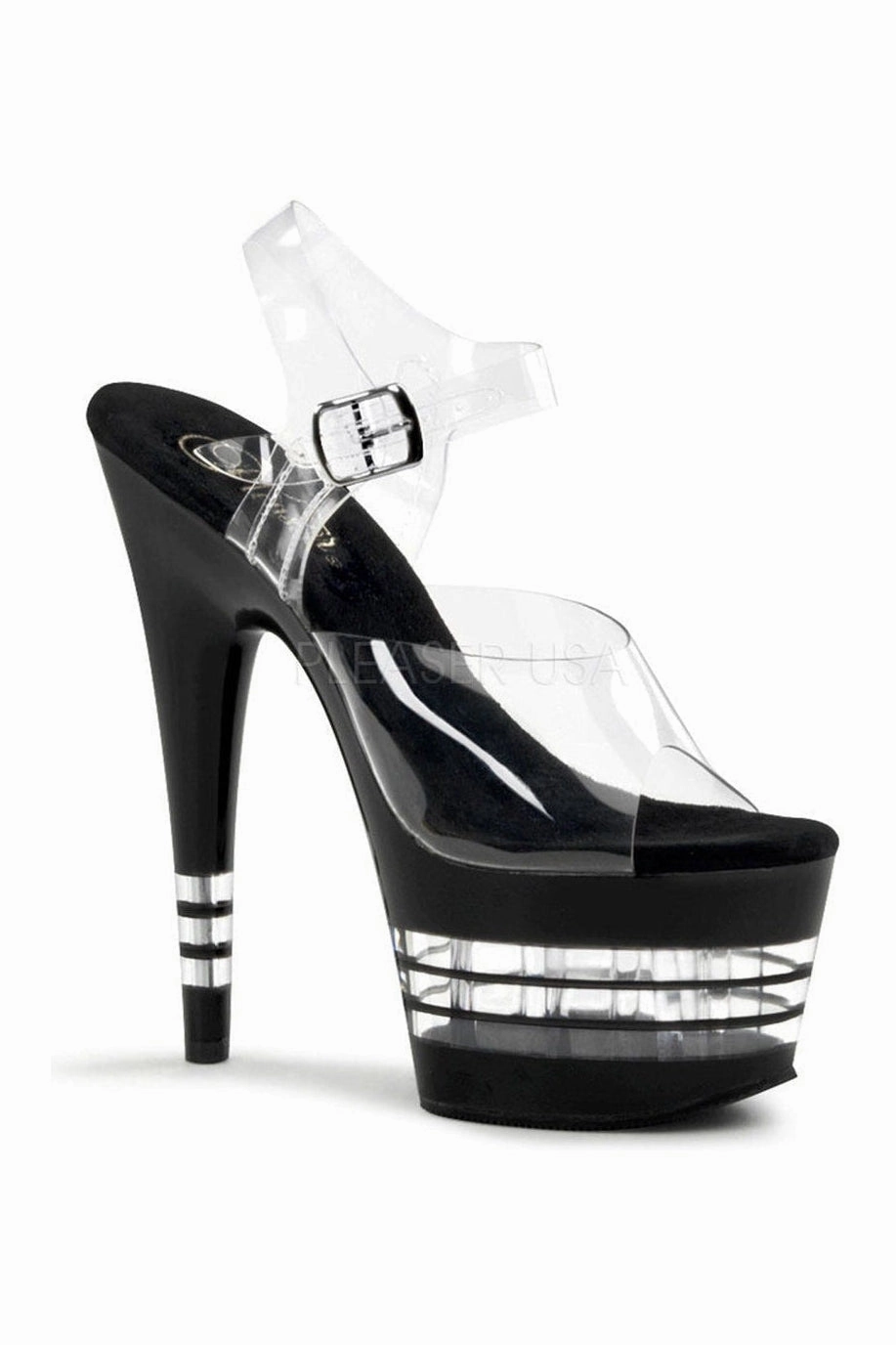 ADORE-708LN Platform Sandal  | Black Vinyl